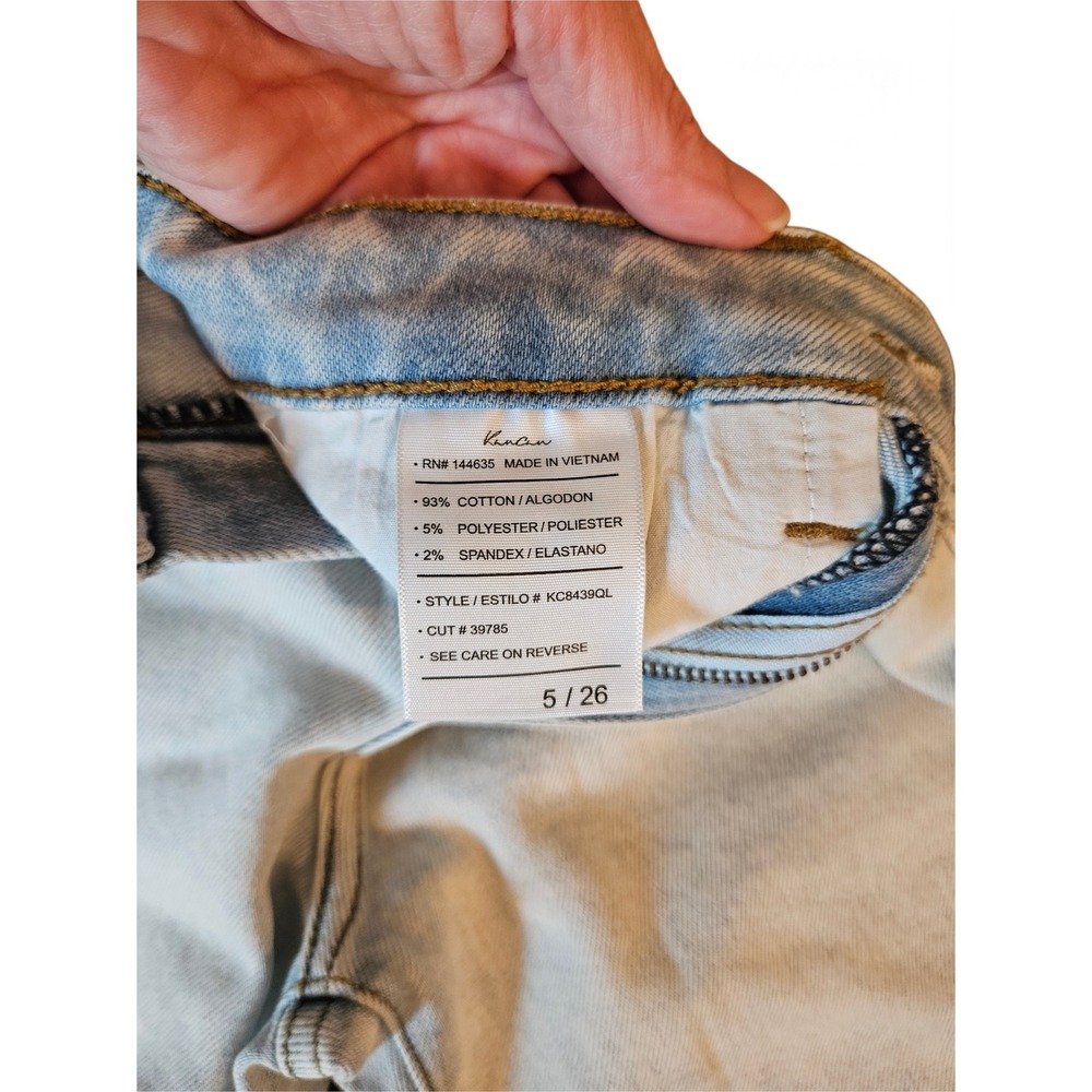 KanCan High-Rise Raw Hem Skinny Jeans Light Wash Blue Size 5/26 NWOT - Picture 6 of 6